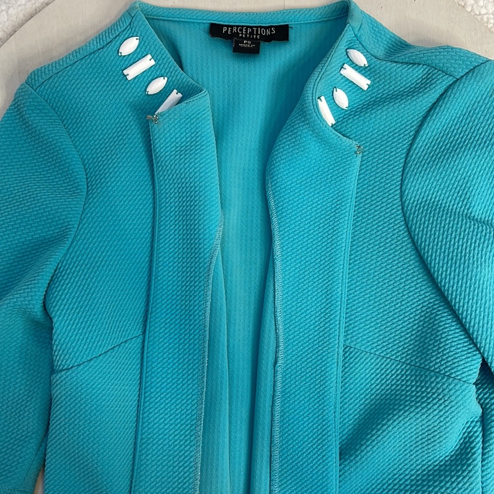 Perceptions Turquoise Petite Open Front Bolero Bl… - image 5